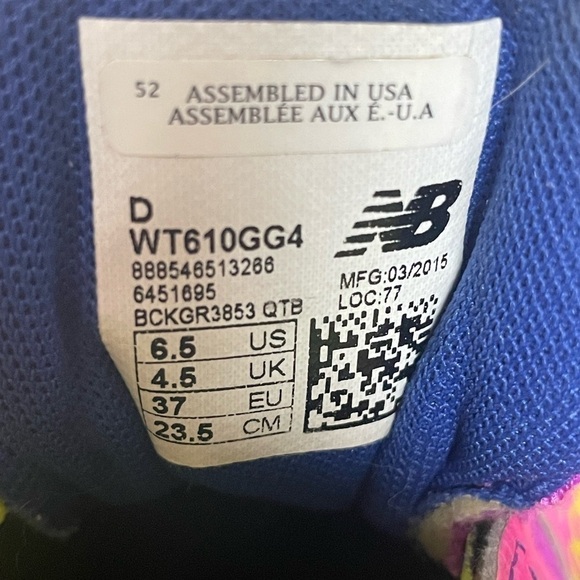 𝅺new Balance Pink Yellow Trail Running Athletic Shoes, All Terrain 610v4, 6.5M - Picture 3 of 9